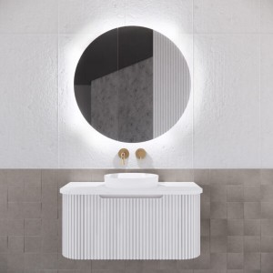 London Matte White Round LED Shaving Cabinet 800 * 800